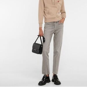 GOLDSIGN Gray Benefit High Rise Relaxed Straight Leg Jeans